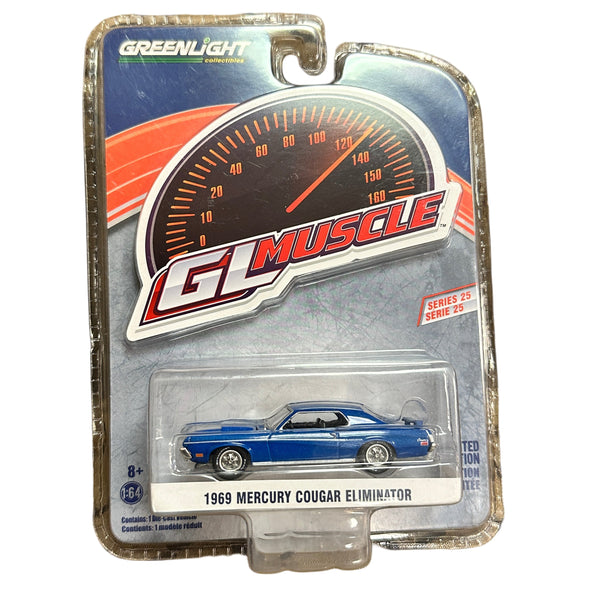 Model car in packaging with 'Greenlight' and 'GL Muscle' branding.