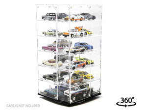 Echo Six Hobbies Acrylic display case with multiple model cars on a white background