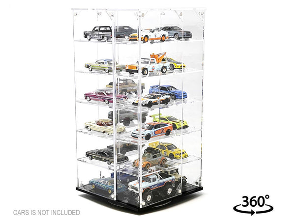 Echo Six Hobbies Acrylic display case with multiple model cars on a white background