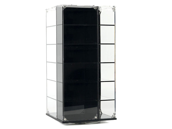 Echo Six Hobbies Black glass display cabinet with white frame on a white background
