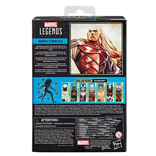 Marvel Legends Series Dracula Action figure packaging with character illustration and Marvel logo.