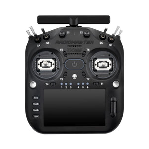 Black Radiomaster drone remote control on a white background
