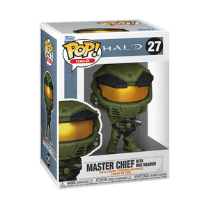 Echo Six Hobbies Funko Pop! Halo Master Chief with a Red Magnum vinyl figure in its original window box packaging, featuring the character number 27.
