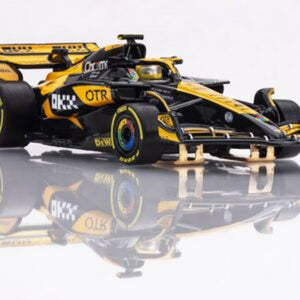 Echo Six Hobbies AFX 22103 Yellow and black Formula 1 car on a reflective surface with a white background