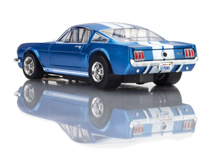 Detailed diecast model of AFX Racing - Shelby GT350 1966 Blue / White Stripes showcasing classic muscle car design, perfect for collectors and STEM enthusiasts.