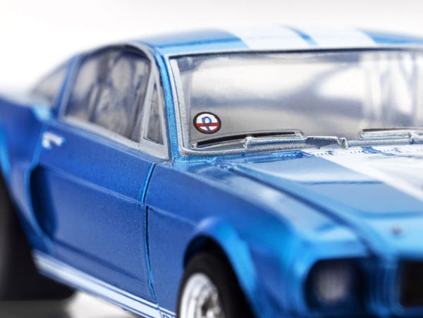 AFX Racing - Shelby GT350 1966 Blue / White Stripes detailed diecast model car, perfect for collectors and hobbyists supporting veteran-owned, STEM-focused missions.