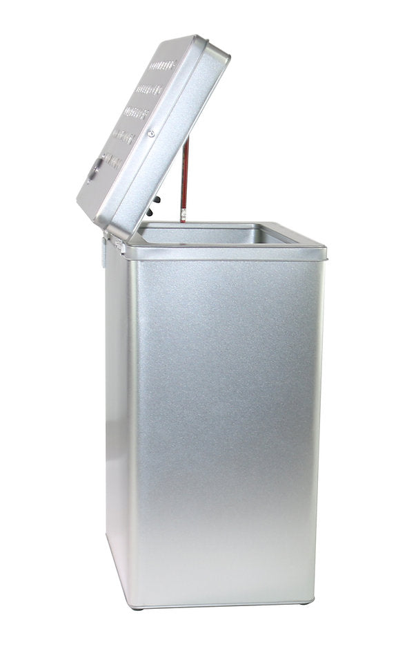 Metallic Bat-Safe container with a lid on a white background