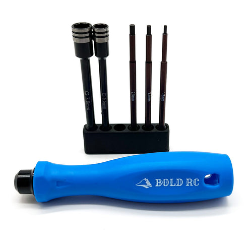 Echo Six Hobbies Bold R/C 1/10th Tool Set, 1/4" Quick Drive Hex & Nut Driver 5 Piece Set w/Handle