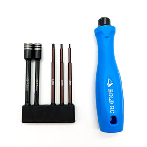 Echo Six Hobbies Bold R/C 1/10th Tool Set, 1/4" Quick Drive Hex & Nut Driver 5 Piece Set w/Handle