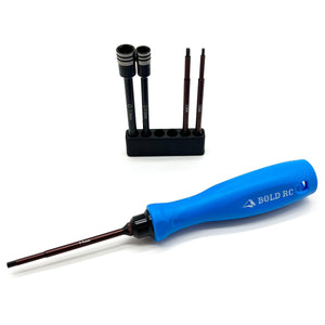 Echo Six Hobbies Bold R/C 1/10th Tool Set, 1/4" Quick Drive Hex & Nut Driver 5 Piece Set w/Handle