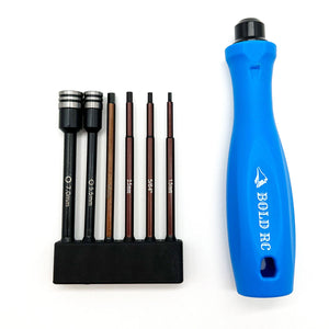 Echo Six Hobbies Bold R/C 1/8th Tool Set, 1/4" Quick Drive Hex & Nut Driver 6 Piece Set w/Handle