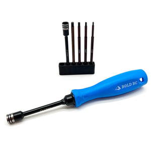 Echo Six Hobbies Bold R/C 1/8th Tool Set, 1/4" Quick Drive Hex & Nut Driver 6 Piece Set w/Handle