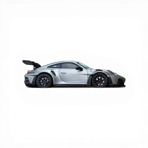 Silver sports car on a white background
