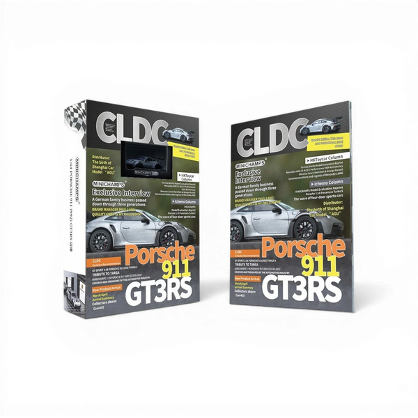 Two copies of a magazine featuring Porsche 911 GT3 RS on a white background