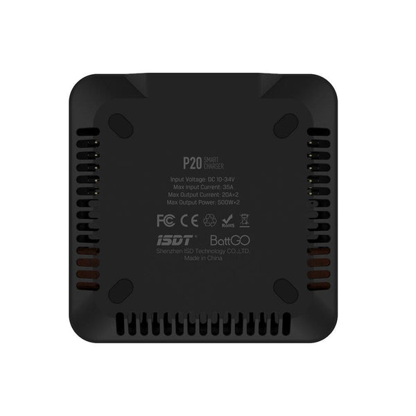 Black electronic device with text and branding on a white background