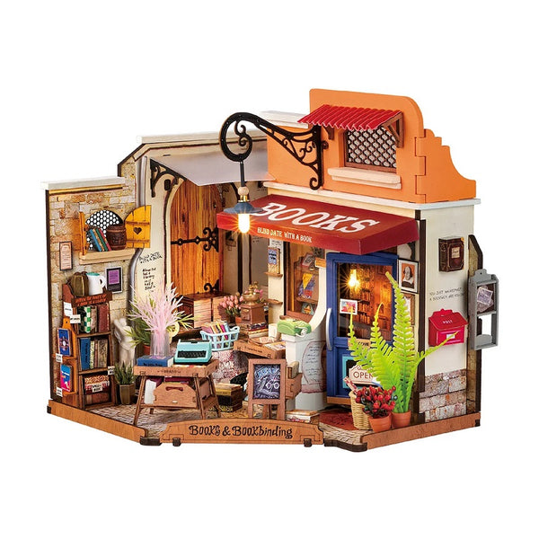 Robotime Rolife Corner Bookstore, DIY Miniature House Kit — DIY Minature House Kit