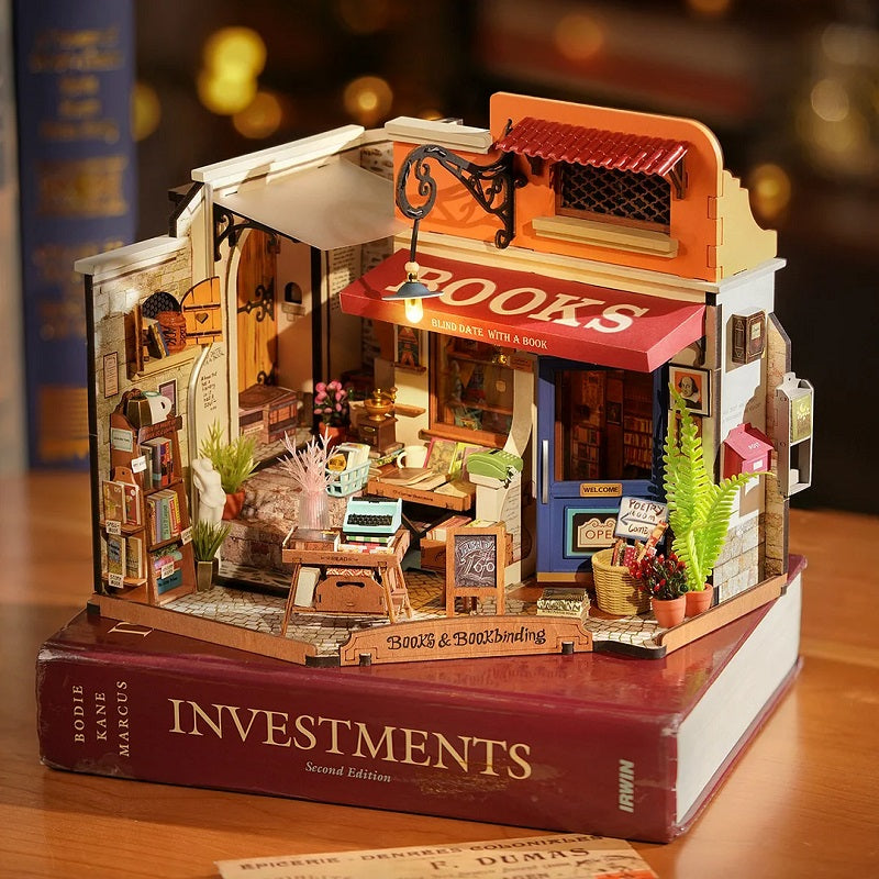Robotime Rolife Corner Bookstore, DIY Miniature House Kit — DIY Minature House Kit