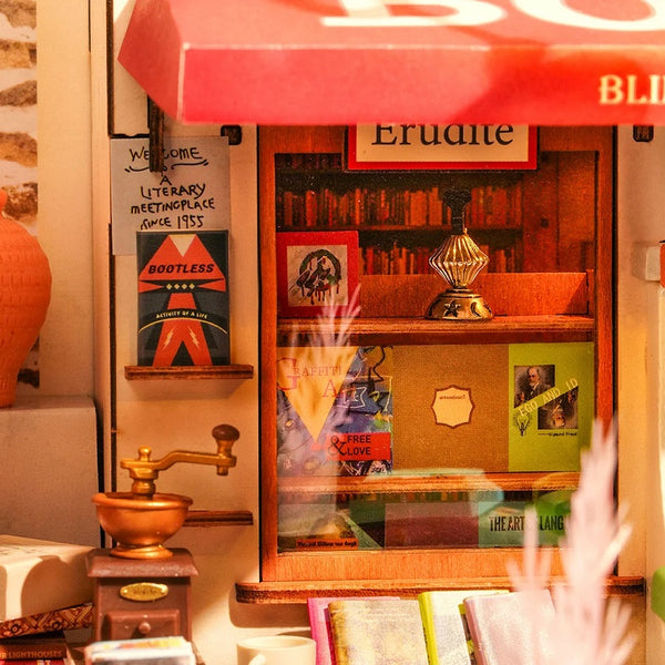 Robotime Rolife Corner Bookstore, DIY Miniature House Kit — DIY Minature House Kit
