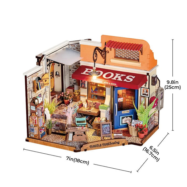 Robotime Rolife Corner Bookstore, DIY Miniature House Kit — DIY Minature House Kit