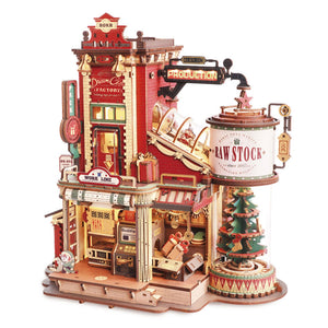 ROKR-Robotime - Christmas Dream Gift Factory Wooden Music Box — Mechanical Puzzles