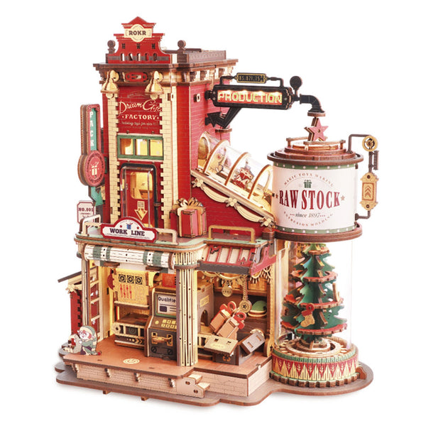 ROKR-Robotime - Christmas Dream Gift Factory Wooden Music Box — Mechanical Puzzles