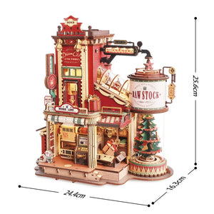 ROKR-Robotime - Christmas Dream Gift Factory Wooden Music Box — Mechanical Puzzles