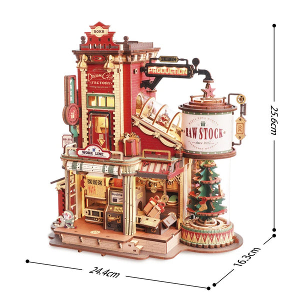 ROKR-Robotime - Christmas Dream Gift Factory Wooden Music Box — Mechanical Puzzles
