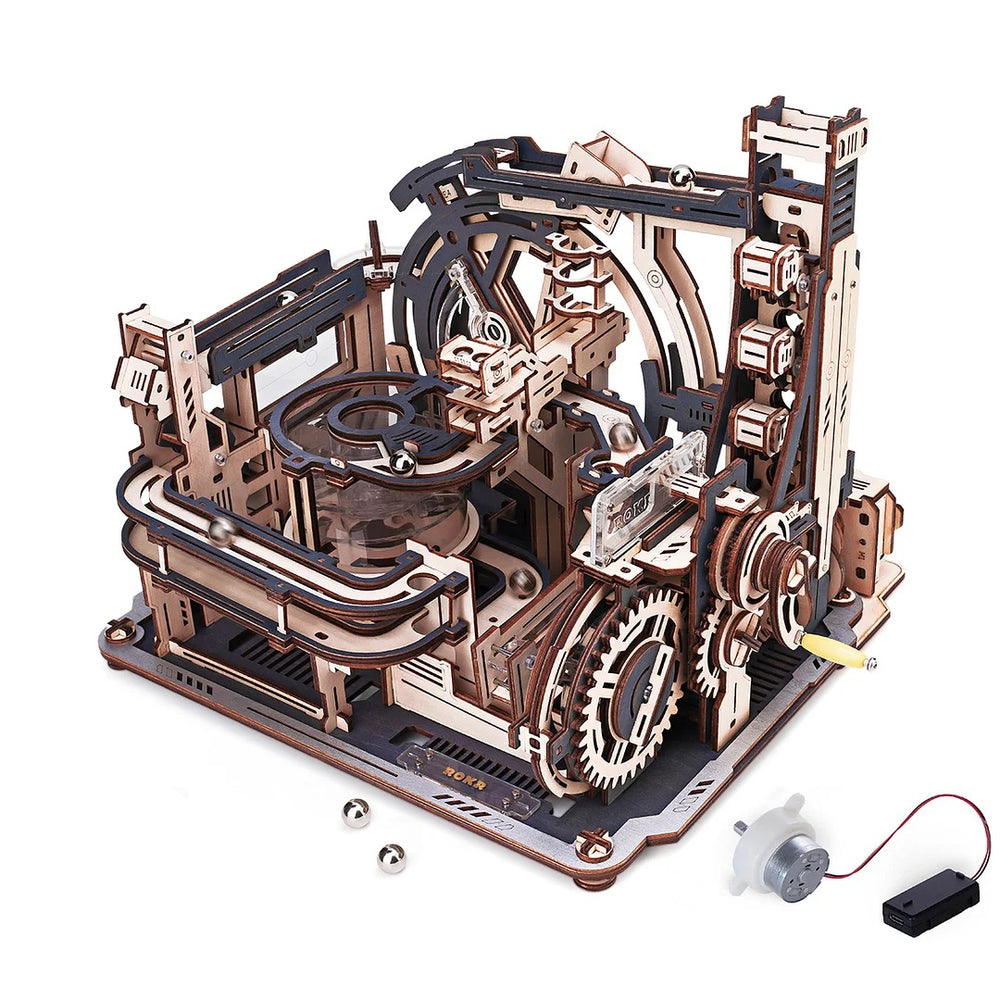 Robotime-ROKR - Spaceport Marble Run 3D Wooden Puzzle — DIY Mechanical 3D Puzzle