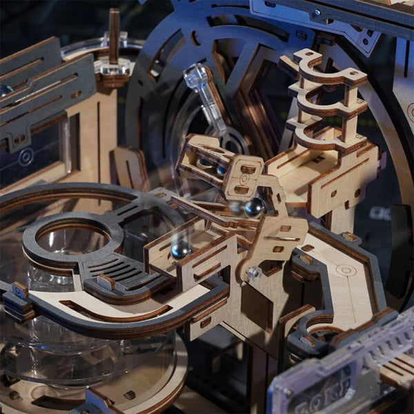 Robotime-ROKR - Spaceport Marble Run 3D Wooden Puzzle — DIY Mechanical 3D Puzzle