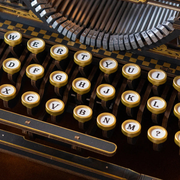 Robotime Mechanical Typewriter Wooden 3D Puzzle, Classic Version — DIY Mechanical 3D Puzzle