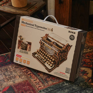 Robotime Mechanical Typewriter Wooden 3D Puzzle, Classic Version — DIY Mechanical 3D Puzzle