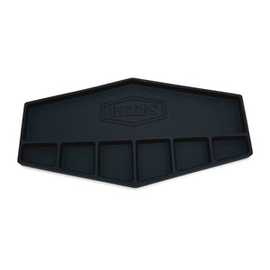 Echo Six Hobbies Black hexagonal tray with a brand logo on a white background