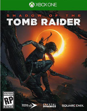 Game cover for 'Shadow of the Tomb Raider' on Xbox One with a character climbing a tree.