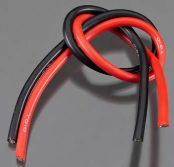 Red and black wires on a gray background