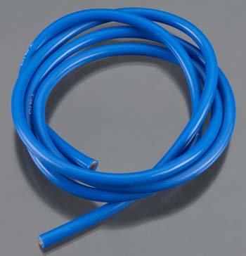 Coiled blue hose on a gray background