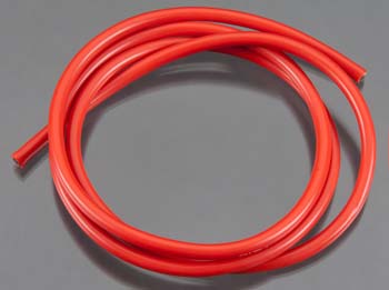 Red wire coil on a gray background