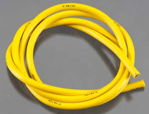 Coiled yellow cable on a gray background