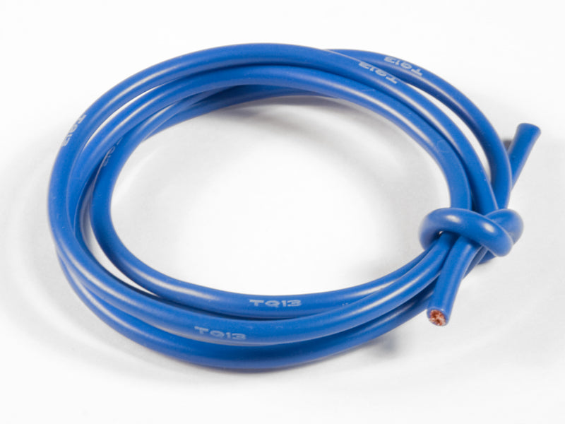 Coiled blue cable on a white background