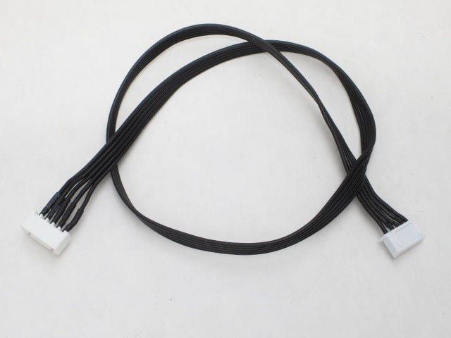 Black cable with white connectors on a light gray background