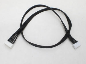 Black cable with white connectors on a light gray background