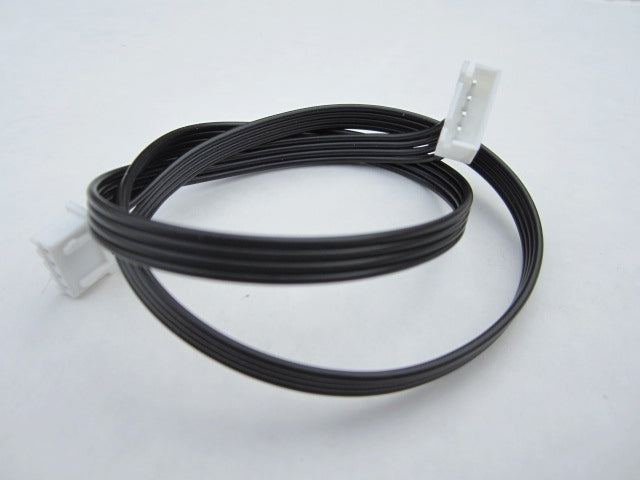Black cable with white connectors on a white background