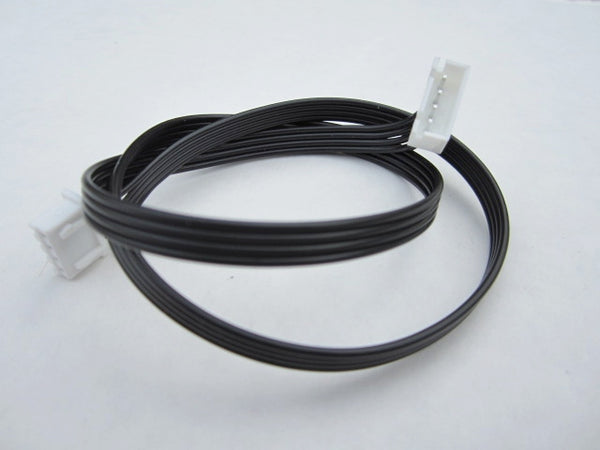 Black cable with white connectors on a white background