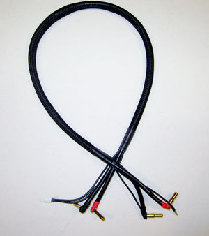 Black cable with colorful connectors on a white background