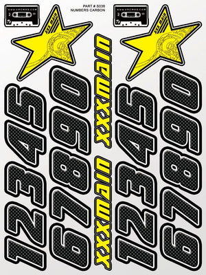 XXX Main decal set with stars and numbers on a white background