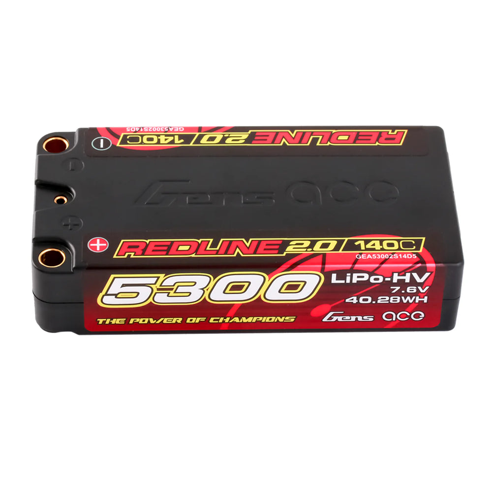 PowerHobby Gens Ace Redline 2S Shorty LiHV LiPo Battery 130C w/5mm Bullets 7.6V/5100mAh