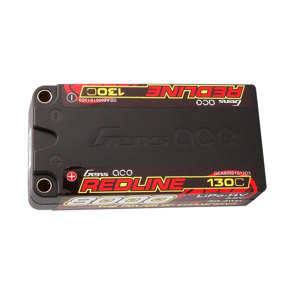 PowerHobby Gens ace Redline Series 8000mAh 3.8V 130C 1S2P HardCase 65# HV Lipo Battery with 5.0mm bullet LCG