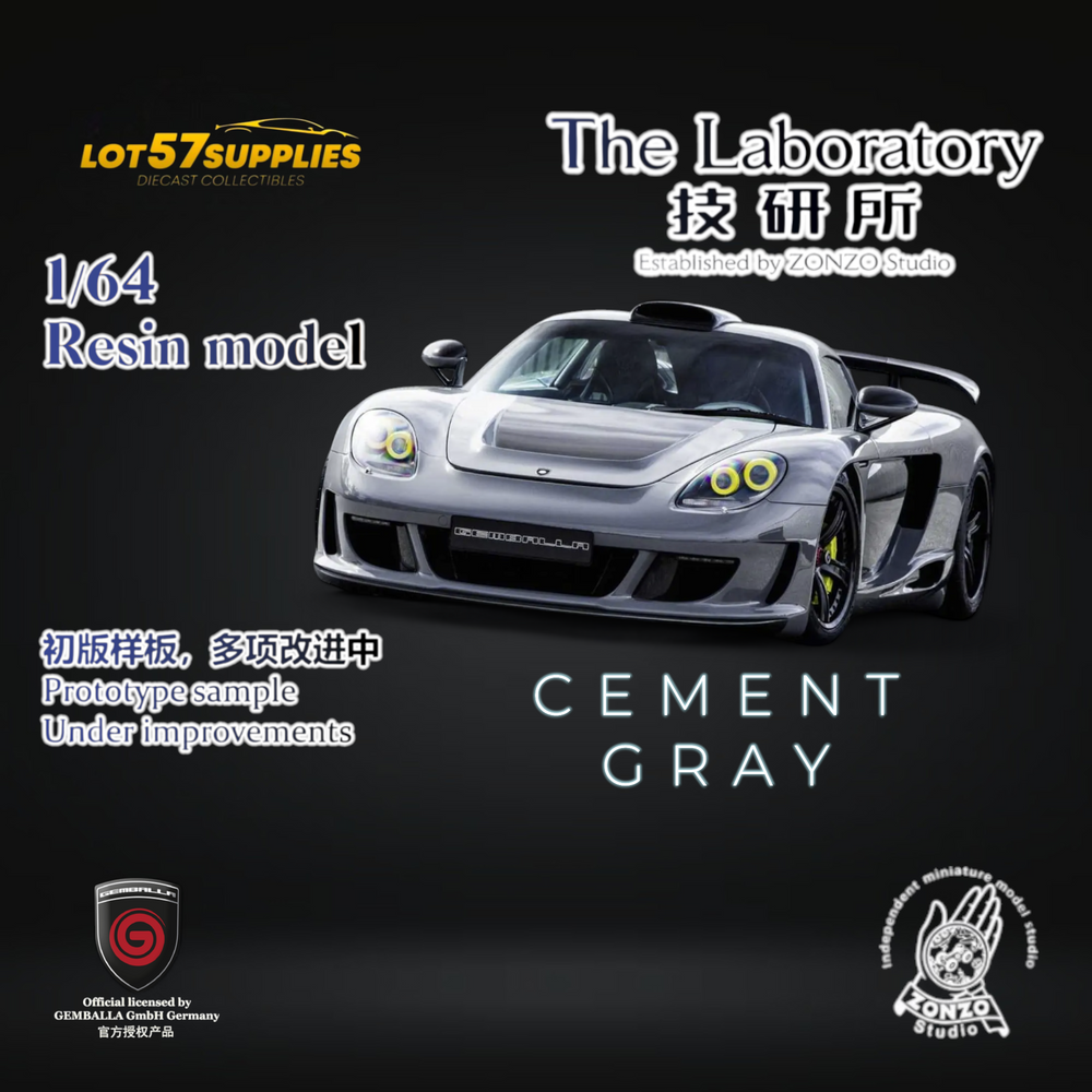 (Pre-Order) The Laboratory X ZONZO Gemballa Mirage GT Cement Grey 1:64 Resin