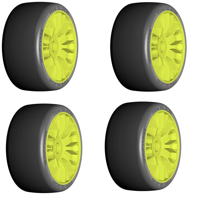 GRP GTY04-XB2 1:8 GT New Slick ExtraSoft (4) Yellow 20 Spoke Rubber Tires