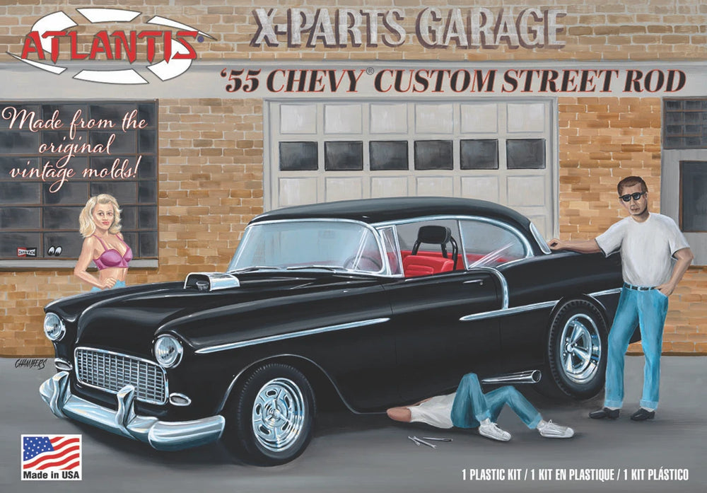 Atlantis Models 1:25 1955 Chevrolet Custom Street Rod - X-Parts Garage — Model Kit