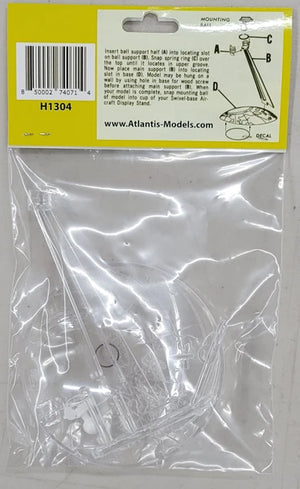 Atlantis Models Atlantis Clear Aircraft Swivel Display Base Stand (Bagged with Punched Header Card) — Plastic Model Kit